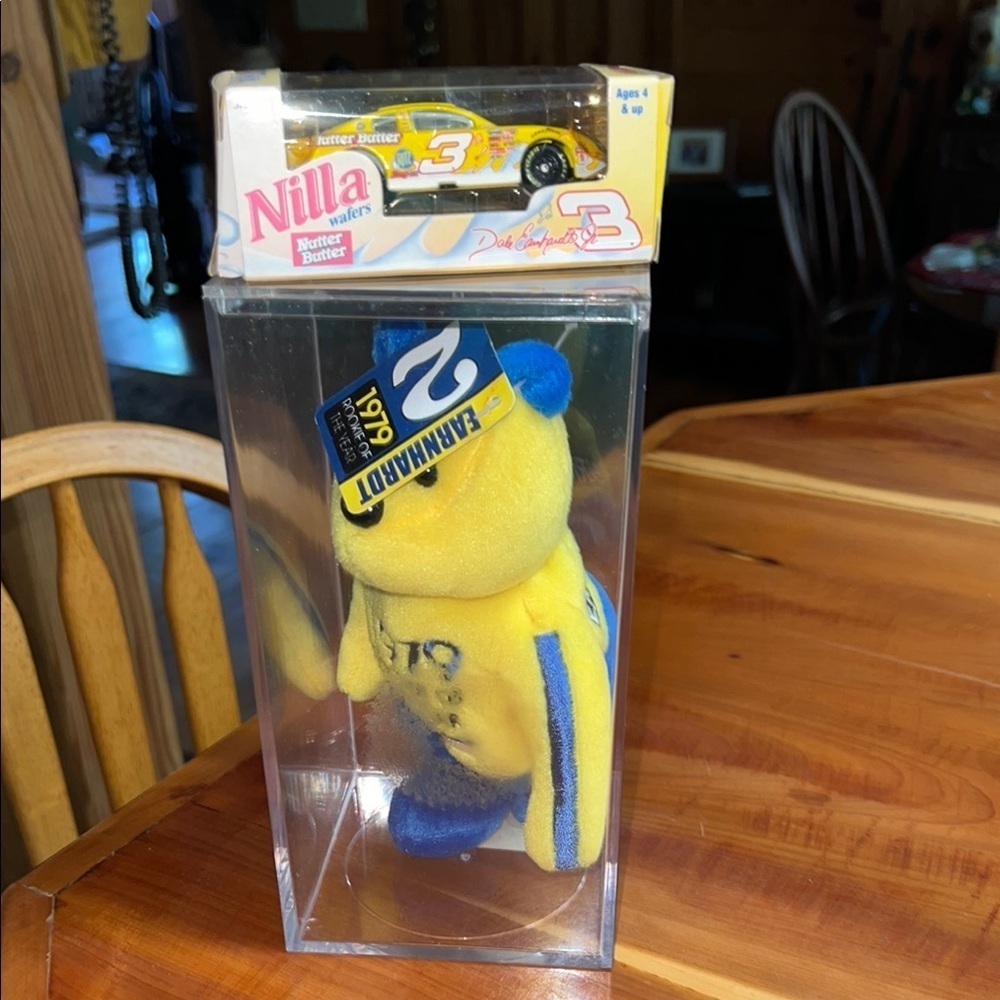 1979 Earnhardt #2 Rookie Yellow and Blue Plush Teddy Bear Toy in Case with Car